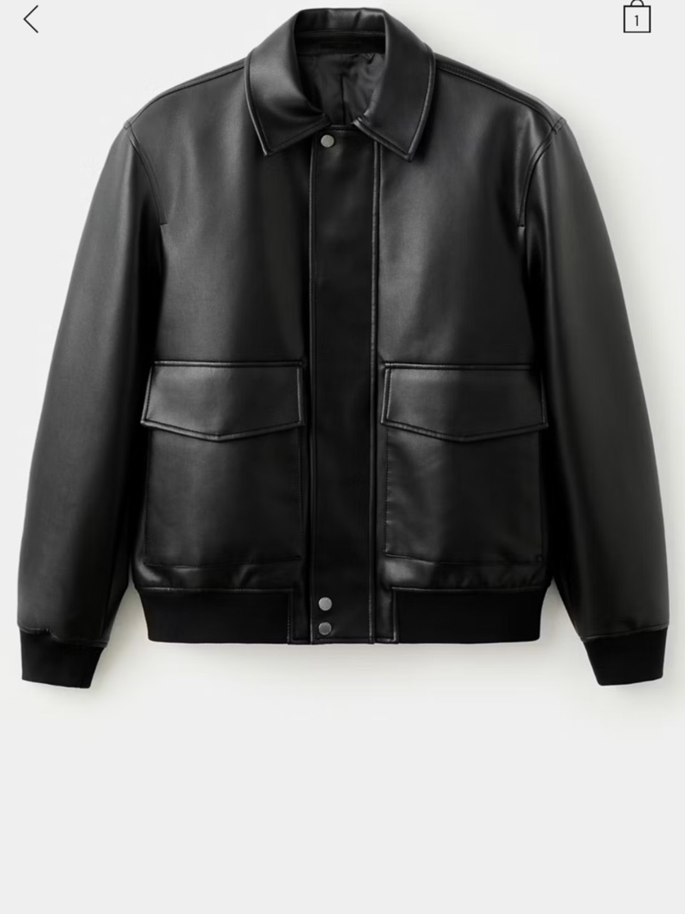 Mango Black Faux Leather Bomber Jacket - Picture 3 of 5